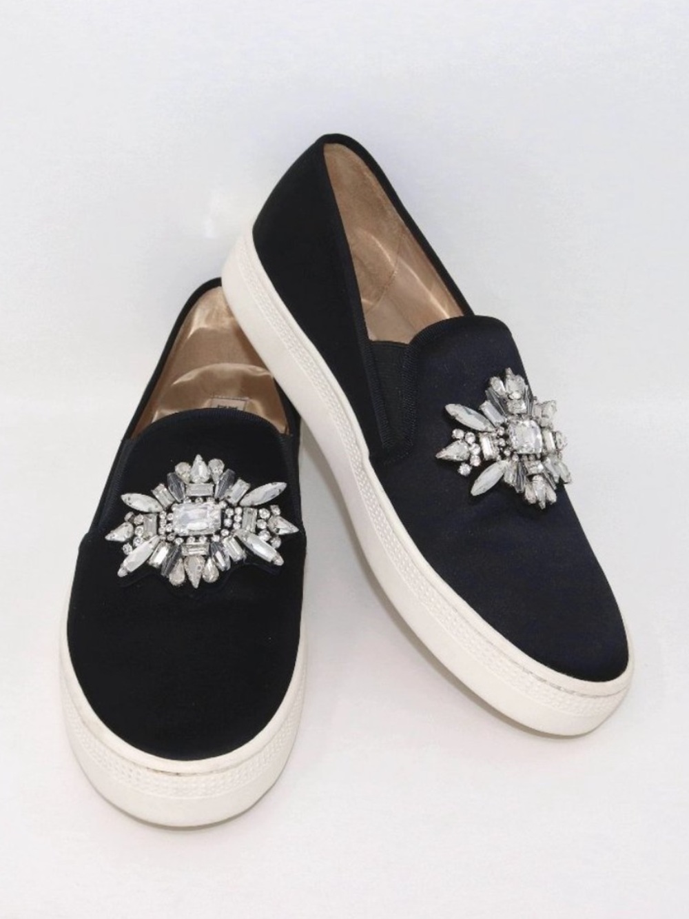 Badgley Mischka Barre Jeweled Satin Slip On Sneaker Size 9